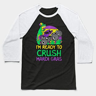 Kids Crush Mardi Gras Dino Monster Truck  Toddler Boys Kids Baseball T-Shirt